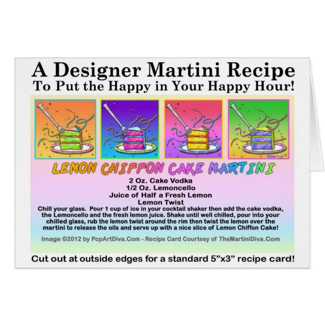 Carte de voeux de recette de Martini de gâteau de (Devant horizontal)