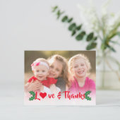 Carte de vœux de remerciement avec écriture rouge  (Debout devant)