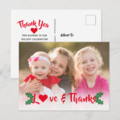 Carte de vœux de remerciement avec écriture rouge  (Devant / Derrière)