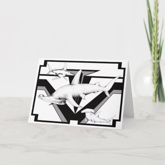 Carte de voeux de requin de poisson-marteau (Devant)