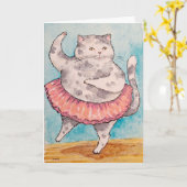 Carte de vœux de rétablissement de danse de chat (Fleur jaune)