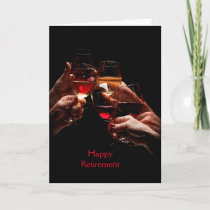Carte de voeux de retraite en verre de vin