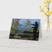 Carte de vœux de retraite pour homme âgé pêchant (Fleur jaune)