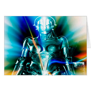 Carte de vœux de robot de lumière d'étoile