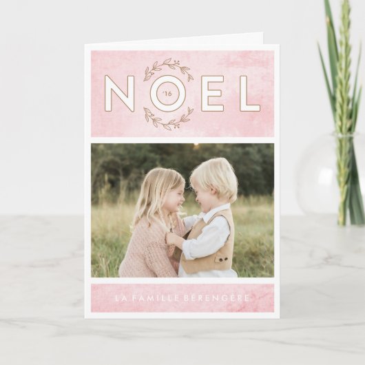 Carte de voeux de roos et d'or de Noël Kaart (Voorkant)