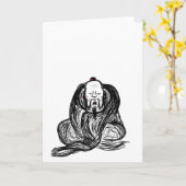 Carte de voeux de sagesse de zen (Ch'an) (blanc) (Fleur jaune)