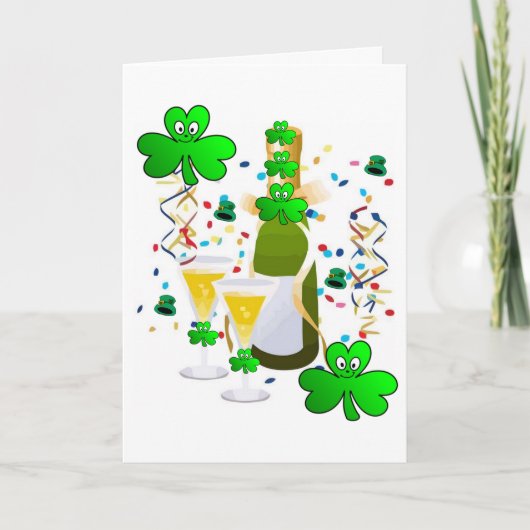 Carte de voeux de Saint Patrick Vin Shamrock (Devant)