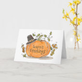 Carte de vœux de saison de citrouille (Fleur jaune)