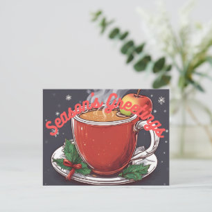 Carte de vœux de saison pour le cidre chaud aux po