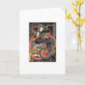 Carte de voeux de samouraïs et de dragon (Fleur jaune)