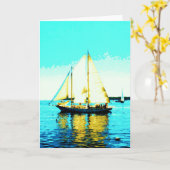 carte de voeux de schooner de navigation (Fleur jaune)