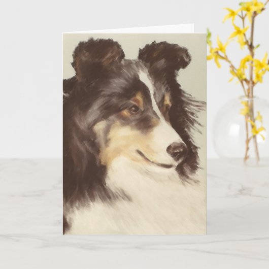Carte de voeux de Sheltie (Fleur jaune)
