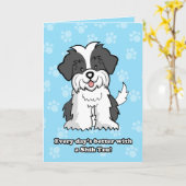 Carte de voeux de ShihTzu de bande dessinée (Fleur jaune)