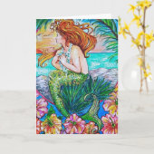 Carte de voeux de sirène, vide à l'intérieur (Fleur jaune)