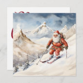 Carte de vœux de ski de Noël du Père Noël (Devant / Derrière)