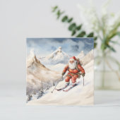 Carte de vœux de ski du Père Noël (Debout devant)
