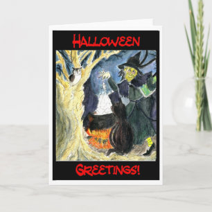 Carte de vœux de sorcière d'Halloween