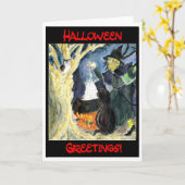 Carte de vœux de sorcière d'Halloween (Fleur jaune)