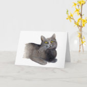 Carte de vœux de sympathie pour chat gris (Fleur jaune)
