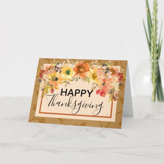 Carte de vœux de Thanksgiving à motif floral d'aut (Devant)