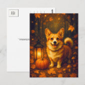 Carte de vœux de Thanksgiving avec corgi mignon et (Devant / Derrière)