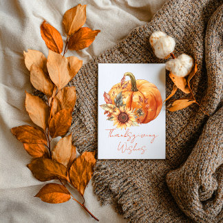 Carte de vœux de Thanksgiving Citrouille et Tourne