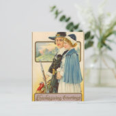 carte de vœux de Thanksgiving de pèlerin mignonne  (Debout devant)