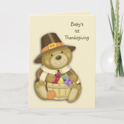 Carte de voeux de thanksgiving d'ours de bébé (Devant)