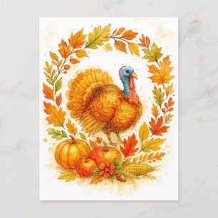 Carte de vœux de Thanksgiving en forme de couronne