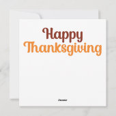 Carte de vœux de Thanksgiving joyeuse (Dos)