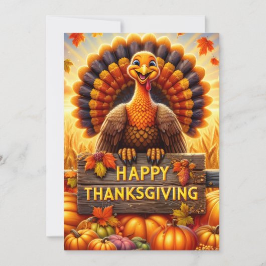 Carte de vœux de Thanksgiving joyeuse pour dinde (Devant)