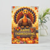 Carte de vœux de Thanksgiving joyeuse pour dinde (Debout devant)