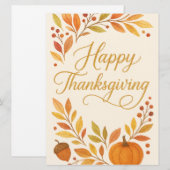 Carte de vœux de Thanksgiving joyeux (Devant / Derrière)