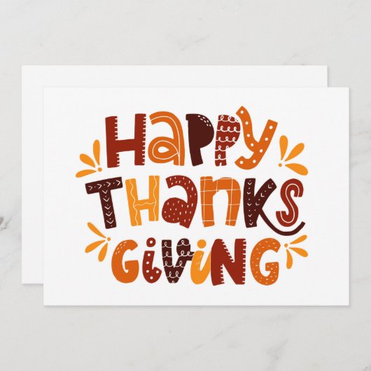 Carte de vœux de Thanksgiving joyeux (Devant / Derrière)