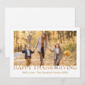 Carte de vœux de Thanksgiving photo joyeuse Fête (Devant / Derrière)