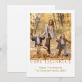 Carte de voeux de Thanksgiving Photo Très Merci (Devant / Derrière)