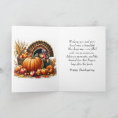 Carte de vœux de Thanksgiving pliée dinde (Intérieur)