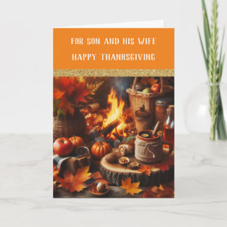 Carte de vœux de Thanksgiving pour fils et femme