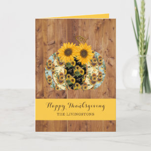 Carte de vœux de Thanksgiving Sunflower Pumpkin