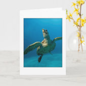 Carte de voeux de tortue de mer verte (Fleur jaune)