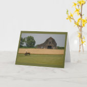 Carte de voeux de tracteur et de grange (Fleur jaune)