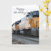 Carte de voeux de train de joyeux anniversaire (Fleur jaune)