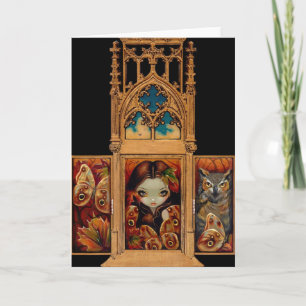 Carte de voeux "de triptyque de papillon de hibou"