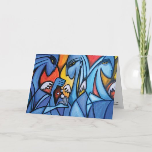 Carte de voeux de trois anges bleus (Devant)