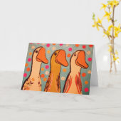 Carte de voeux de trois mignons canards (Fleur jaune)