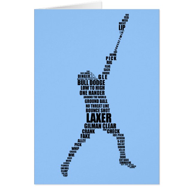 Carte de voeux de typographie Lacrosse Player (Devant)