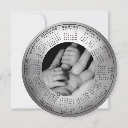 Carte de vœux de vacances 2026 célébrant un bébé (Devant)