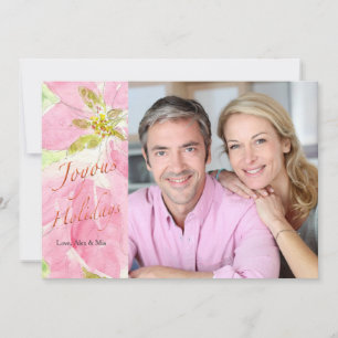 Carte de vœux de vacances au poinsettia rose