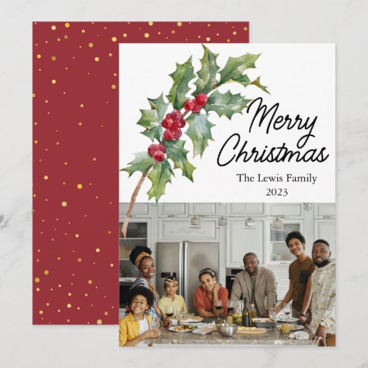 Carte de vœux de vacances aux baies élégantes d'hi (Devant / Derrière)