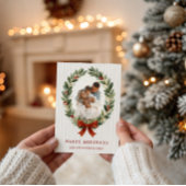 Carte de vœux de vacances avec cadre ovale orné d'